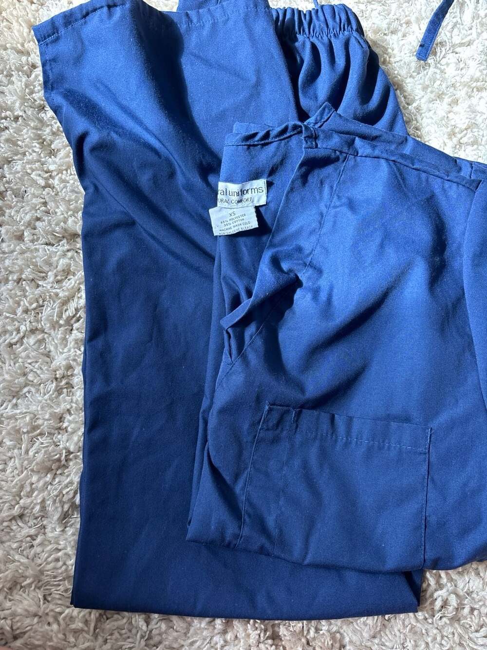 Natural Uniforms Navy Blue Medical Scrub Set Top and Pants Size XS(0044)